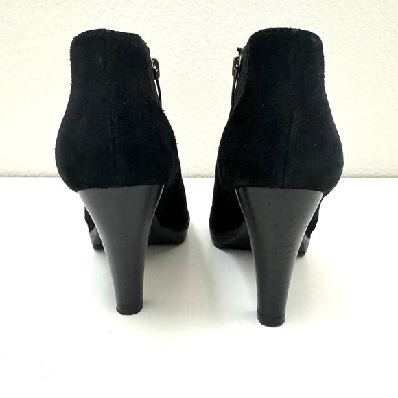 Anne Klein Tutorial Lace-up Suede Black Heeled Booties Lug-Sole Size 7 - Picture 9 of 13